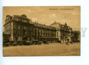 534051 Sweden Stockholm train station cars Vintage postcard