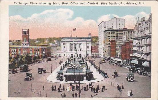 Rhode Island Providence Exchange Place Showing Mall Post Office And Central F...