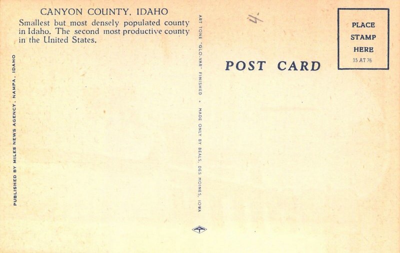 Linen Era,Large Letter, Canyon County, Idaho, Old Postcard 