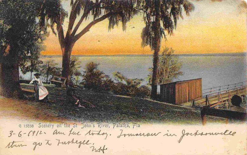 St John's River Scene Palatka Florida 1912 Rotograph postcard