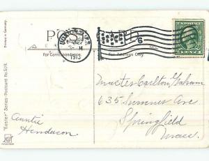 Divided-Back Easter GIRL RIDES IN TOY WAGON PULLED BY CHICKENS o6453