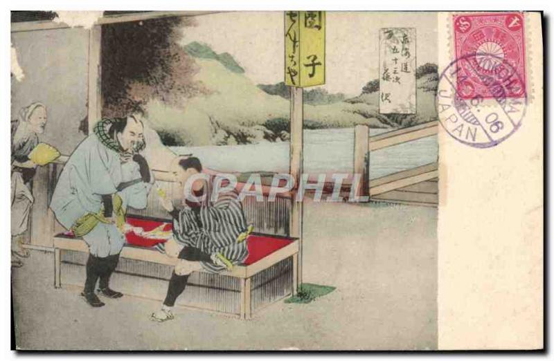 Old Postcard Japan Nippon Men Folklore