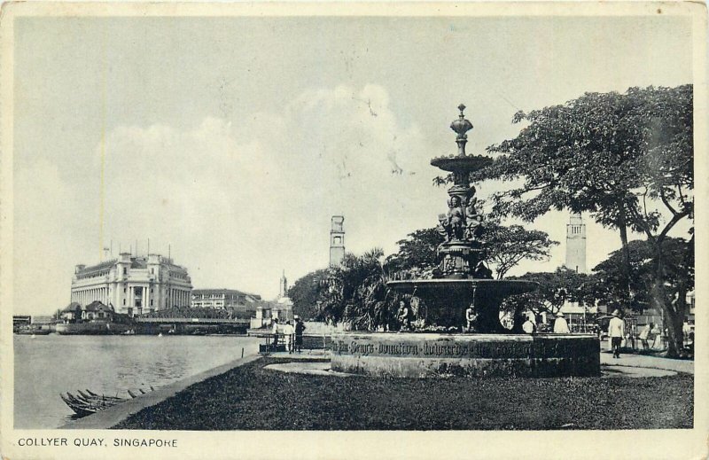 Singapore Postcard Collyer quai fountain