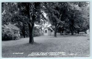 RPPC  STRAWBERRY POINT, Iowa IA ~ CABINS BackBone State Park c1940s-50s Postcard