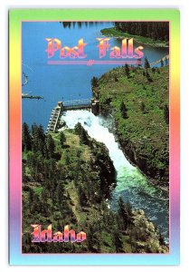 Post Falls Idaho Postcard Continental Scenic Aerial View Card