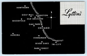 CHICAGO Area, IL ~ Advertising Map LYTTON'S DEPARTMENT STORE 1976 Postcard