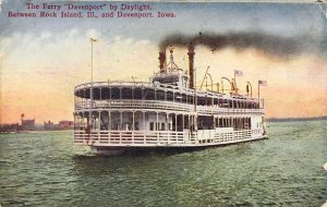 '09,Ferry On The Mississippi River, From Rock Island-Davenport IA,Old Post Card