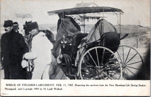 Postcard RI New Shoreham - Wreck of Steamer Larchmont 1907 Removing Survivors