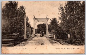 Sijbrandaburen Netherlands c1906 Postcard Village Gate Fence  Boat