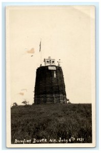 July 4th 1931 Bonfire Dover NH New Hampshire Real Photo RPPC Postcard (EK5)