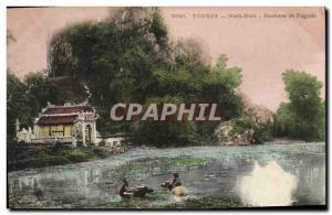Old Postcard Tonkin Indochina Ninh Binh Rocks and pagoda