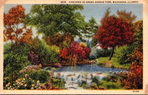 Illinois Waukegan Cascades In Grand Avenue Park Curteich