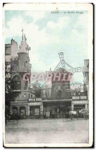 Old Postcard Paris Moulin Rouge Red mill