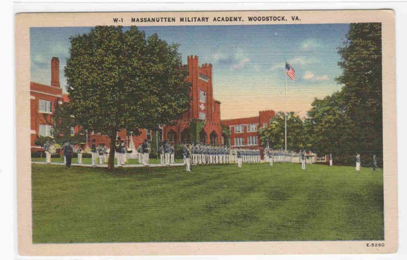 Massanutten Military Academy Woodstock Virginia postcard