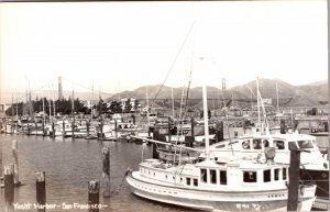 Real Photo Postcard View of the Yacht Harbor in San Francisco, California