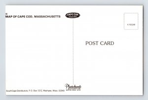 Postcard Massachusetts Cape Cod MA Map Aerial 1970s Unposted Chrome
