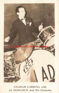 Musician, RPPC, Drummer Charlie Carroll with Al Donahue & His Orchestra, St Paul