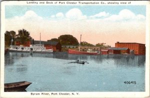 NY New York  PORT CHESTER TRANSPORTATION Byram River~Dock~Landing 1922 Postcard
