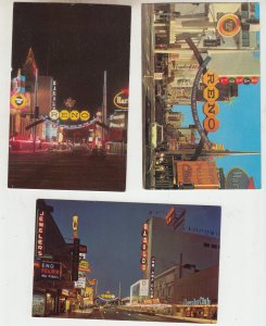 P3108 vintage Postcards 3 dif reno nevada casinos street scenes, unused nice