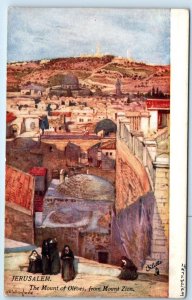 TUCK Oilette~ JERUSALEM The Mount of Olives from Mount Zion ISRAEL Postcard