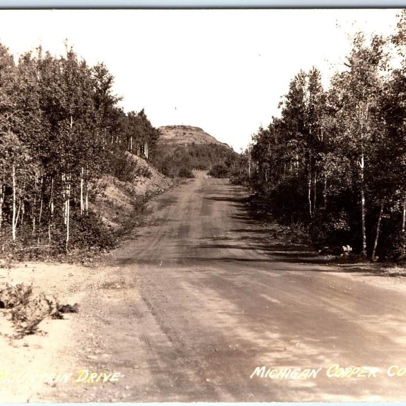RARE c1930s Michigan Copper Country RPPC Brockway Mountain Drive Road Photo A167