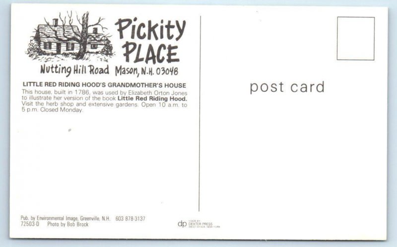 3 Postcards MASON, New Hampshire NH ~ Gardens PICKITY PLACE Herb Drying Shed