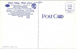 Postcard Dutch Village Motor Court in New Castle, Delaware