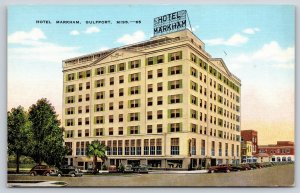 Gulfport Mississippi~Hotel Markham Street View~EC Kropp~Vintage Linen Postcard
