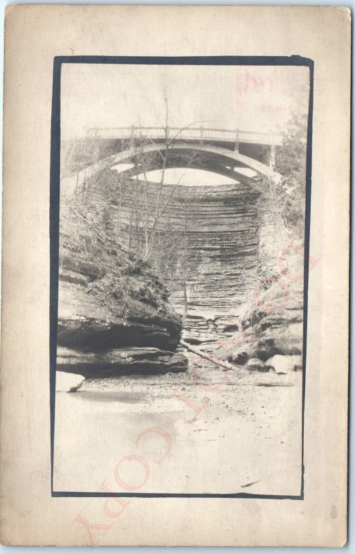 c1910s Mystery US Concrete Arch Bridge RPPC in Canyon Real Photo Postcard IL A94