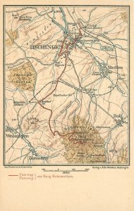 Postcard 1912 Germany Map Hechingah Baden Wurttemberg 23-10880