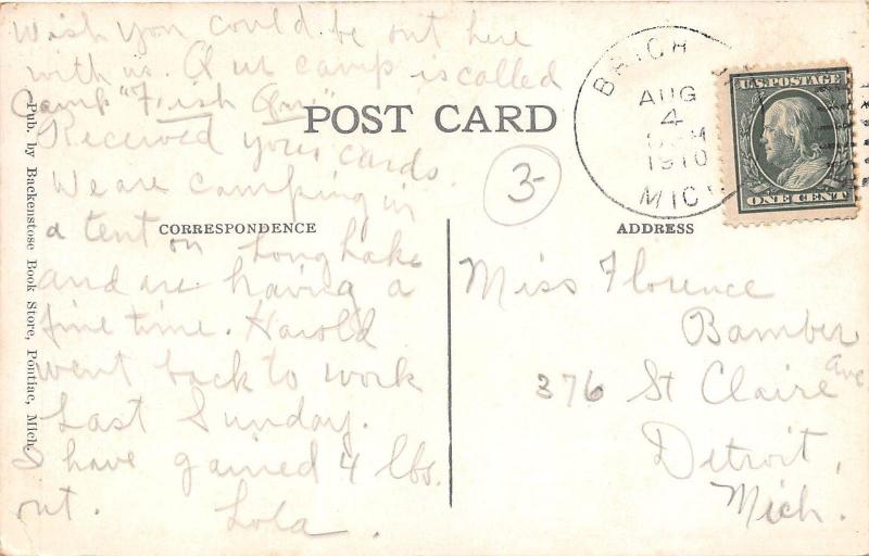 B29/ White Lake Michigan Mi Postcard 1910 Lockwood's Point Sailboat