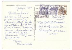 Greetings from Oberammergau Germany 1980 4X6 Chrome Stamps