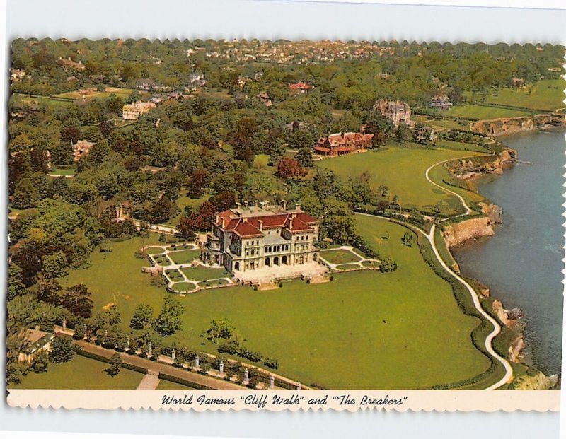 Postcard Cliff Walk and The Breakers Cornelius Vanderbilt Mansion Newport RI