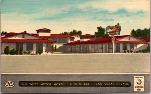 Linen Postcard Old West Motor Hotel 801-803 So. Fifth Street in Las Vegas Nevada