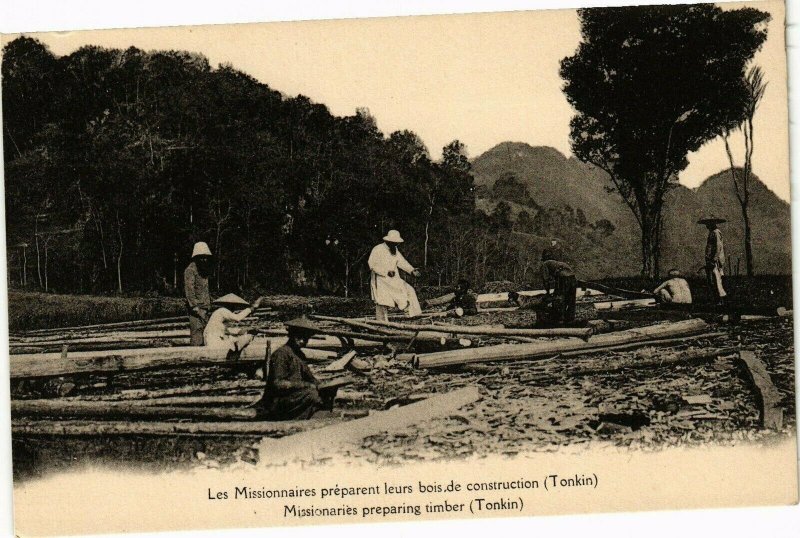 VIETNAM INDOCHINE - Les Missionnaires préparent leurs bois TONKIN (190093)