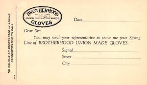 Brotherhood Gloves Advertising Stamp on back 