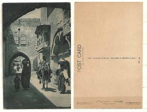 JUDAICA BRITISH PALESTINE POSTCARD 1921 A STREET IN JERUSALEM