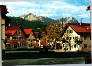 Postcard Germany Garmisch-Partenkirchen Florian's Fountain