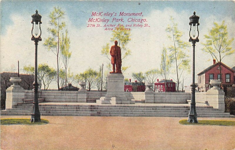 Chicago Illinois c1910 Postcard Mckinley's Monument McKinley Park