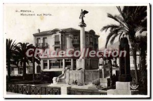 Old Postcard Menton Monument Aux Morts