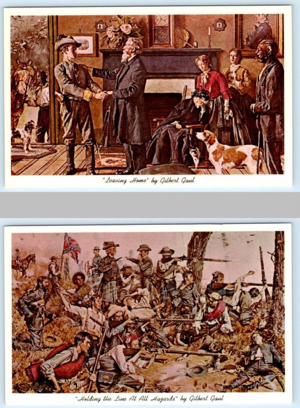 2 Postcards CIVIL WAR BATTLES ~ Confederate Paintings by GILBERT GAUL c1960s