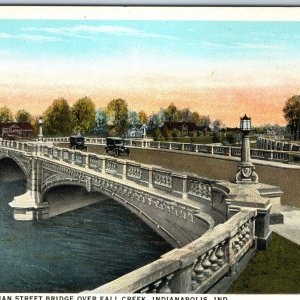 c1910s Indianapolis, IN North Meridian Street Bridge Fall Creek Americhrome A208