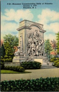 Vtg 1950s Monument Commemorating Battle of Princeton New Jersey NJ Postcard