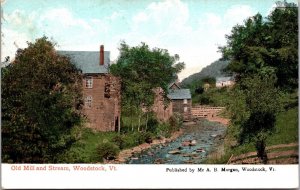 Postcard Old Mill and Stream in Woodstock, Vermont