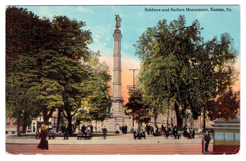 Easton PA 1907-15 Civil War Soldiers and Sailors Monument Center Square Postcard