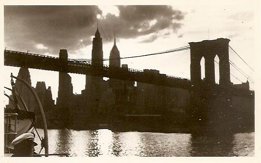 NYC ~ Brooklyn Bridge and Skyline of Lower Manhattan - RPPC