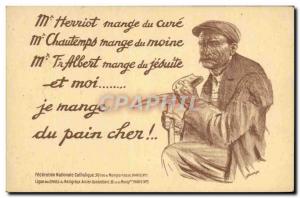 Old Postcard Satirical Political Mr Herriot eat Chautemps cure Jesuit monk Al...