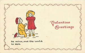 Postcard C-1910 Valentine Greeting children Arts Crafts 23-3093