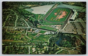 Arcadia California~Aerial Santa Anita Race Track~LA Arboretum Lagoon~Vintage PC