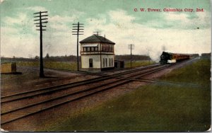 Postcard C.W. Tower in Columbia City, Indiana~134220